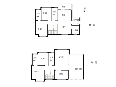 天麓花园小区5室2厅4卫户型图1