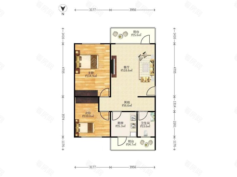 东乐花园(罗湖) 76平南北朝向精装两房_东乐花园(罗湖)二手房户型图片6