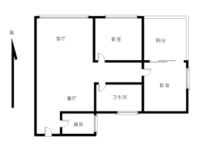 港湾丽都小区2室2厅1卫户型图1