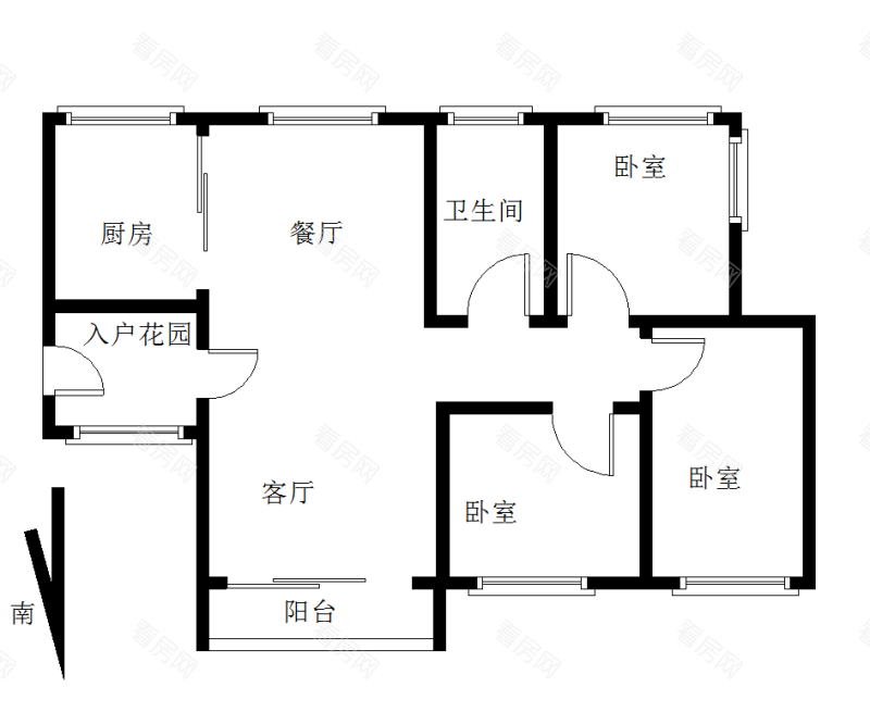 保利时代小区3室2厅1卫户型图13