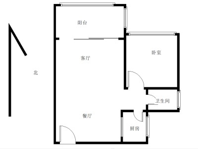 泰桦广场小区1室2厅1卫户型图2