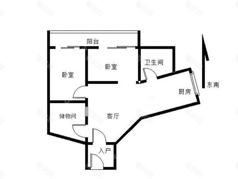 高嘉大厦 东南朝向88平2房总价330万_高嘉大厦二手房户型图片6