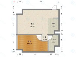 佳兆业前海广场二期1室2厅1卫户型图4