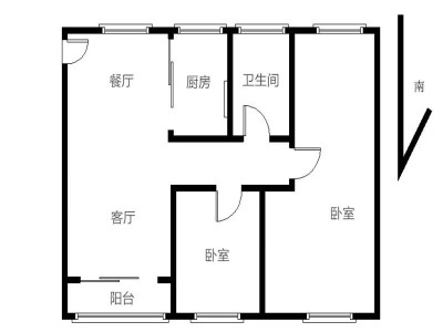 东城国际小区2室2厅1卫户型图1
