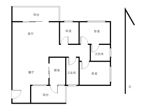 南海湖景湾 3室2厅 122㎡_南海湖景湾租房户型图片2