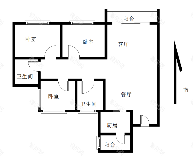 保利时代小区3室2厅2卫户型图7