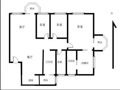 星海名城二期小区4室2厅2卫户型图2