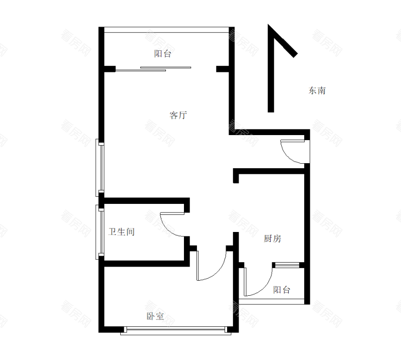碧水岸小区1室1厅1卫户型图2