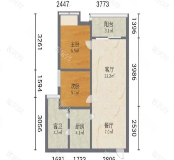 翠盈嘉园 罗湖洪湖2房，总价268万_翠盈嘉园二手房户型图片8