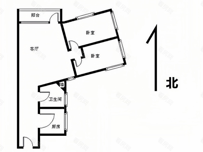 景贝南小区 罗湖区黄贝岭2房2厅南北通透_景贝南小区二手房户型图片7