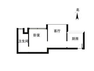 天麓花园小区1室1厅1卫户型图3