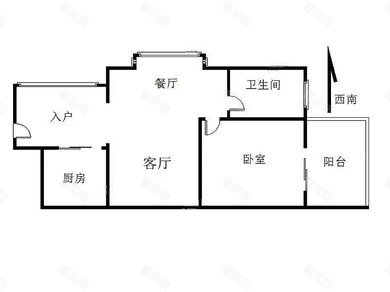 金域豪庭三期小区1室2厅1卫户型图2