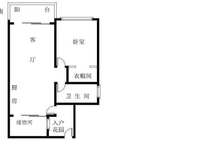 华润城润府二期小区1室1厅1卫户型图1