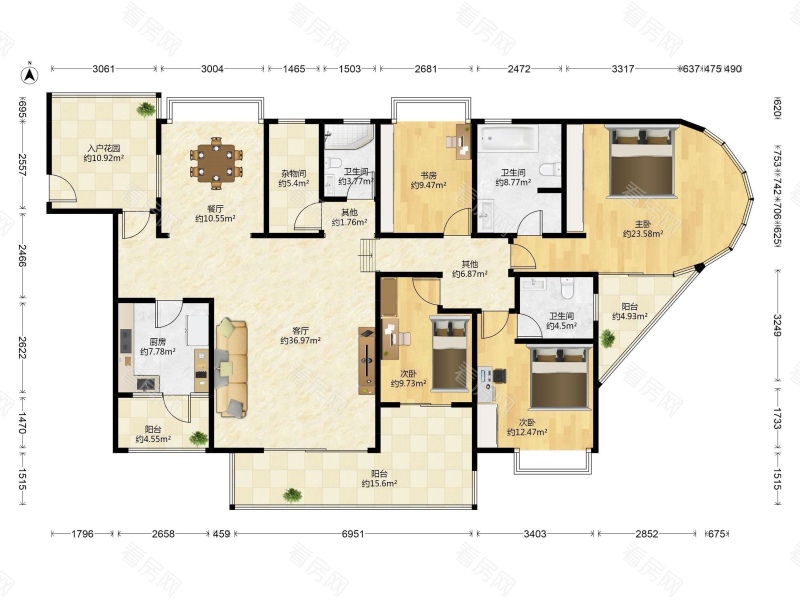 中信星光名庭 罗湖区东门 187平4房2厅_中信星光名庭二手房户型图片11